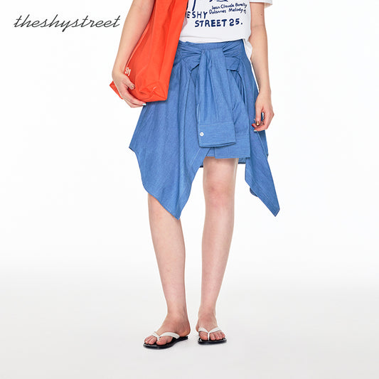 LINEN STRIPED WRAP SKIRT