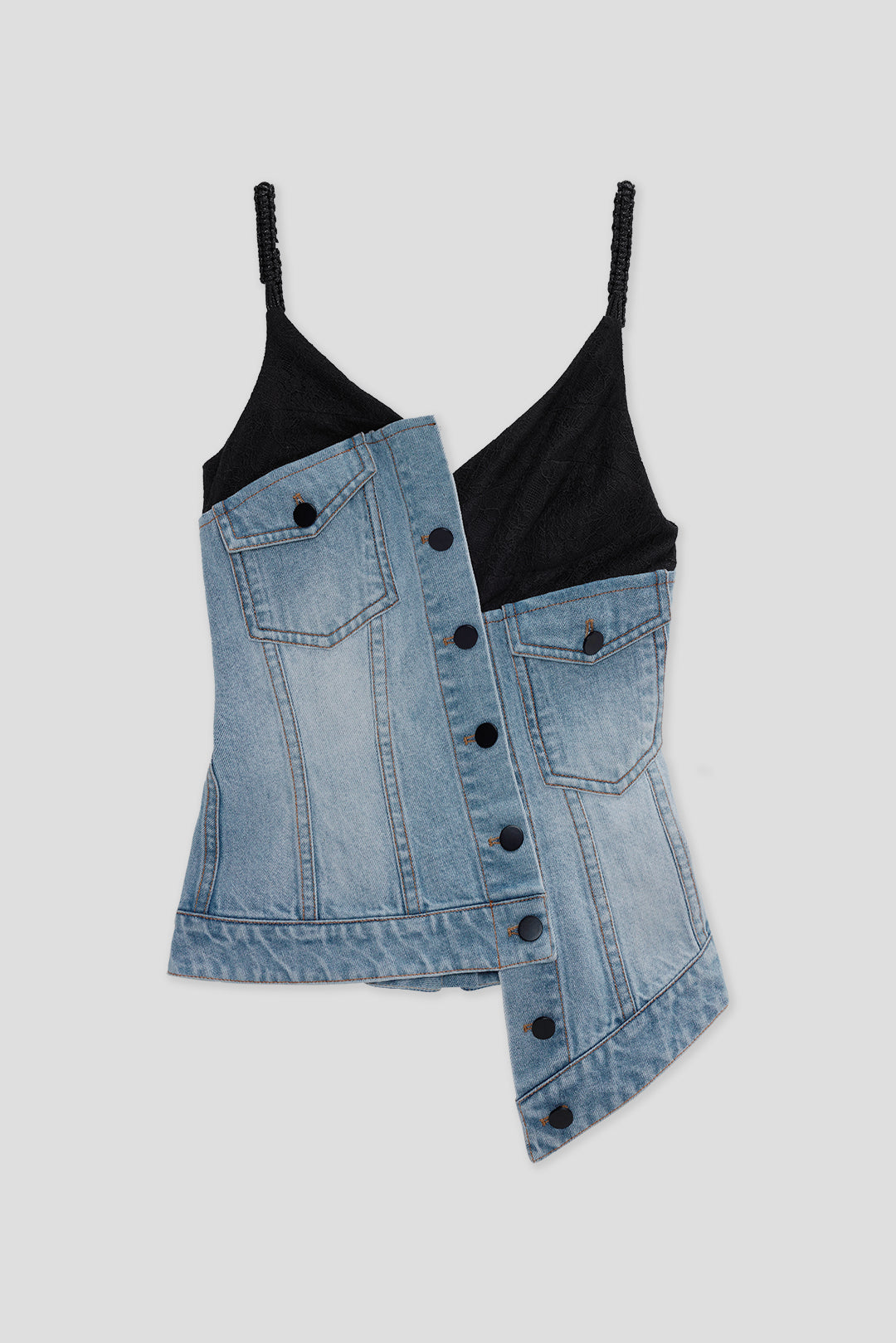 Misplaced Lace and Denim Top