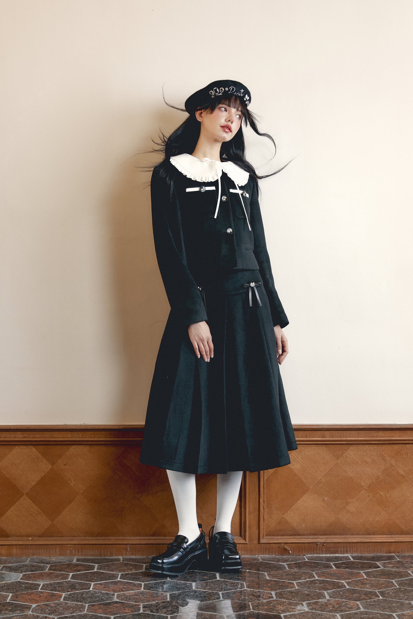 Black Wool Style Suit Top