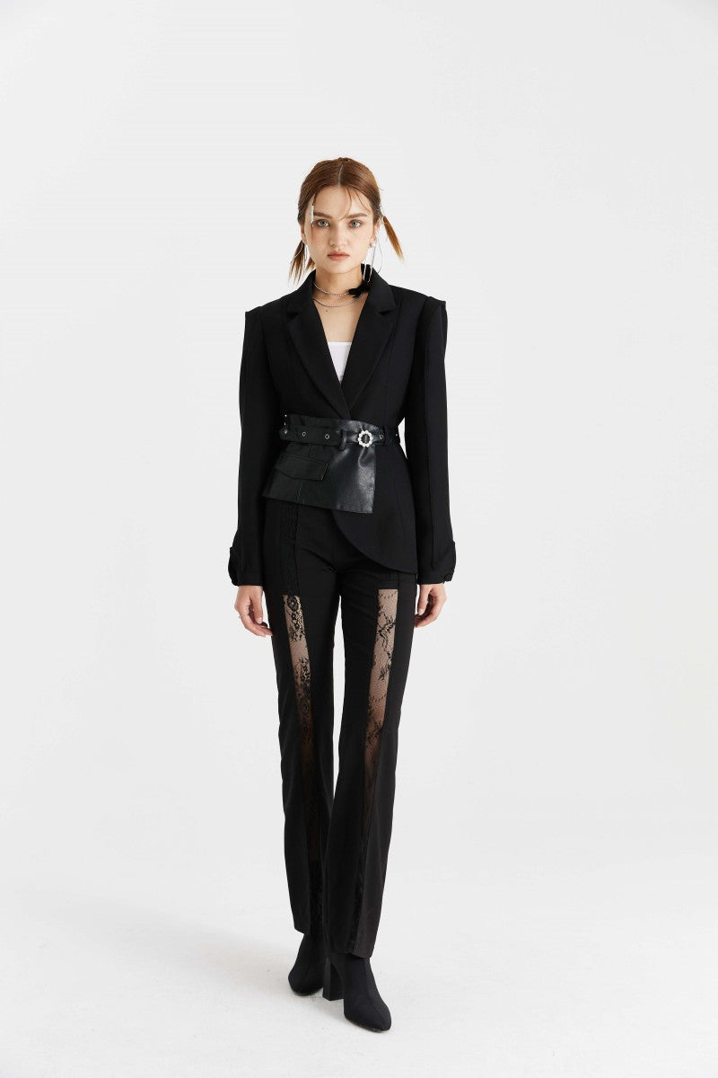 Lace Pieced Suit Pants