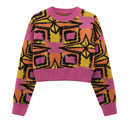 Retro kaleidoscope wool knit sweater