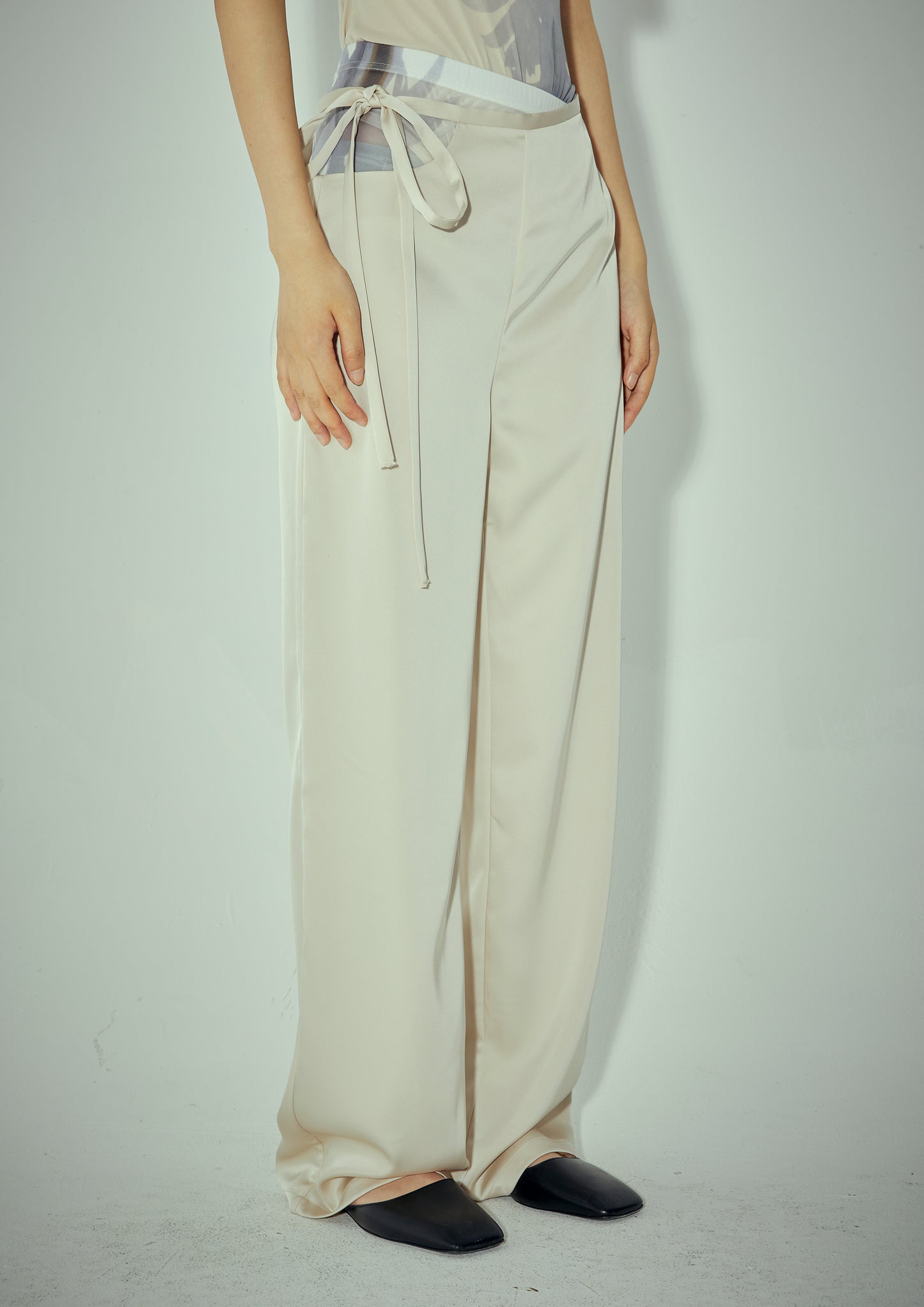 Waist Printed Rope-Tied Long Pants