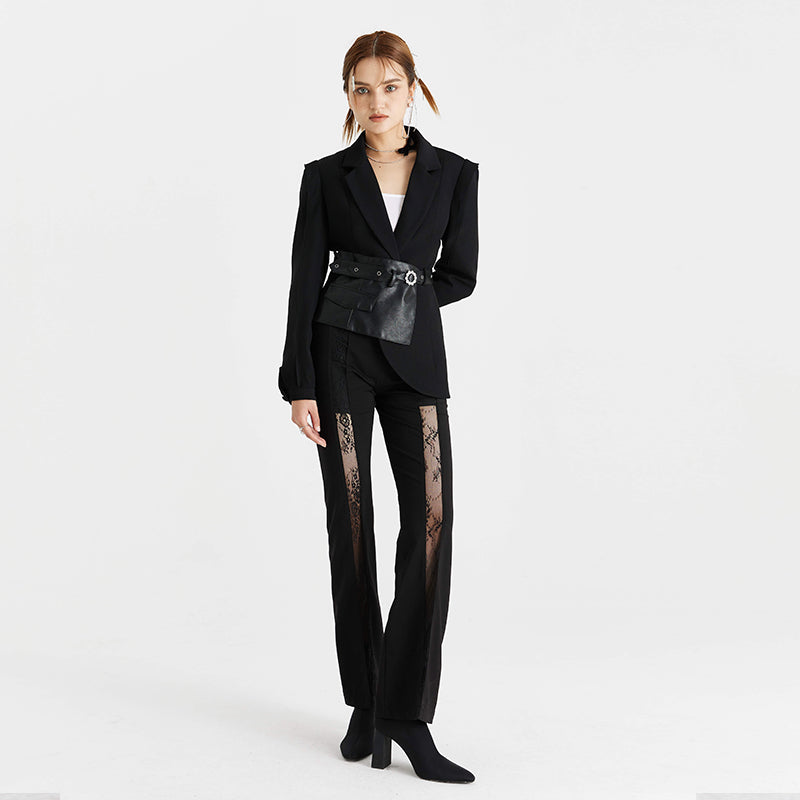 Lace Pieced Suit Pants