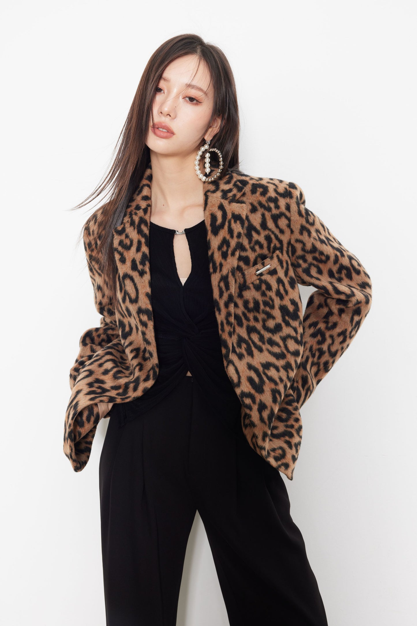 Wool Leopard Print Suit Coat