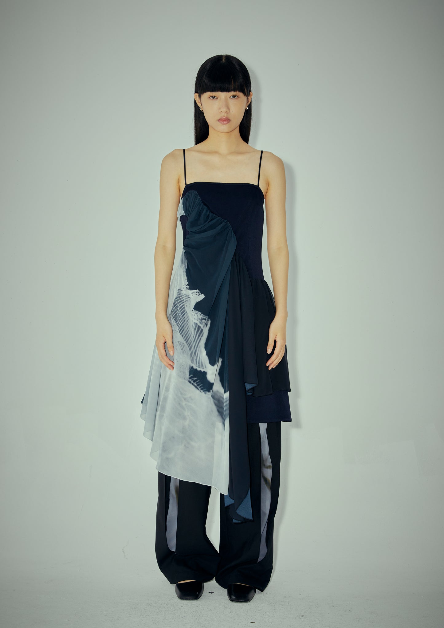 Printed Chiffon Suspender Dress