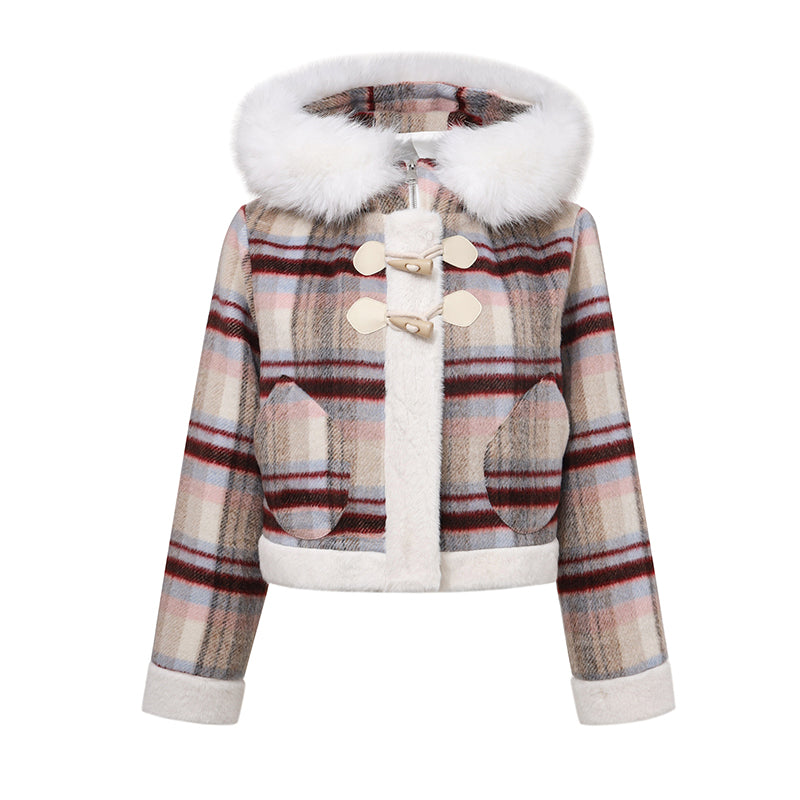 Plaid Little Snowman Woolen Suit Top