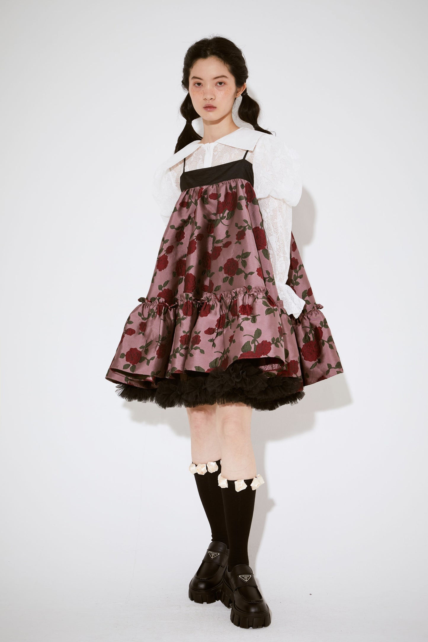 abstract Rose Raised Lace Full Skirt