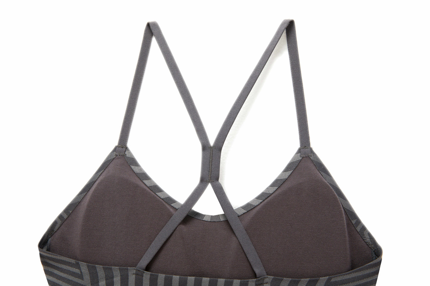 Small V-neck Seamless Two-tone Striped Low-impact Sports Bra