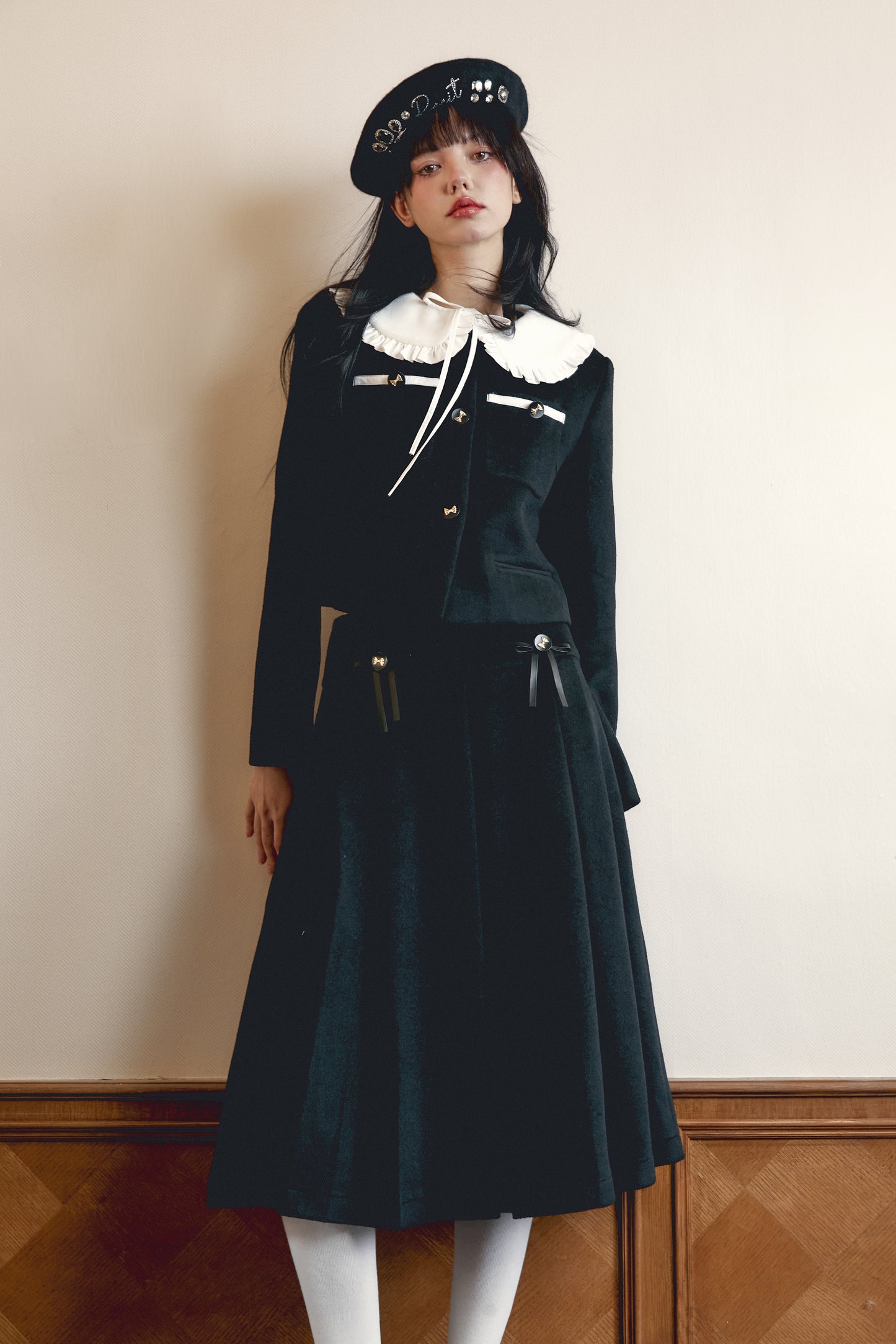 Black Wool Style Suit Top