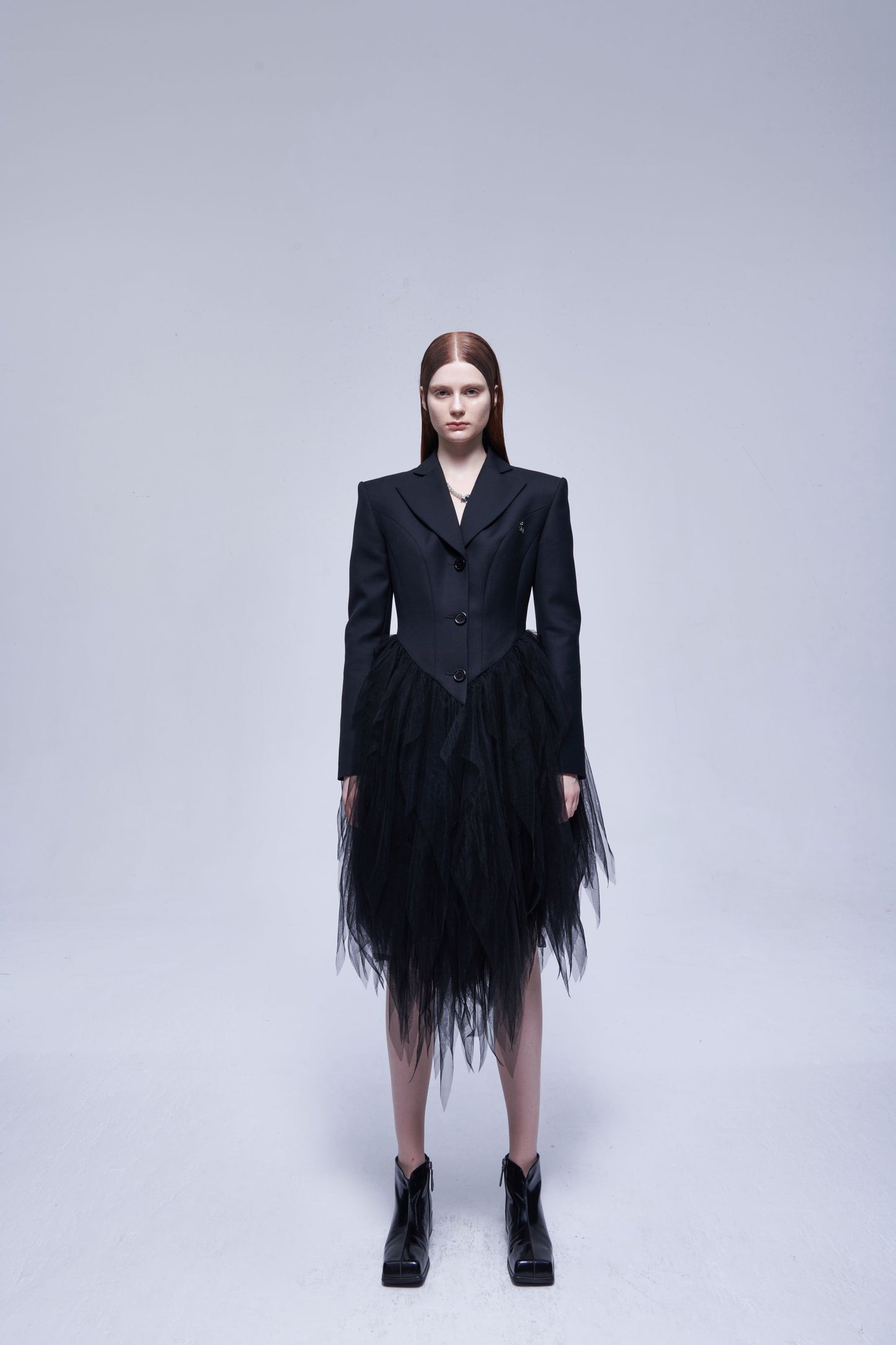 Black Tulle Hem Suit