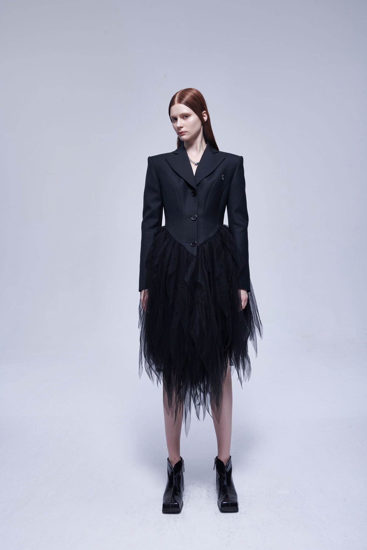 Black Tulle Hem Suit