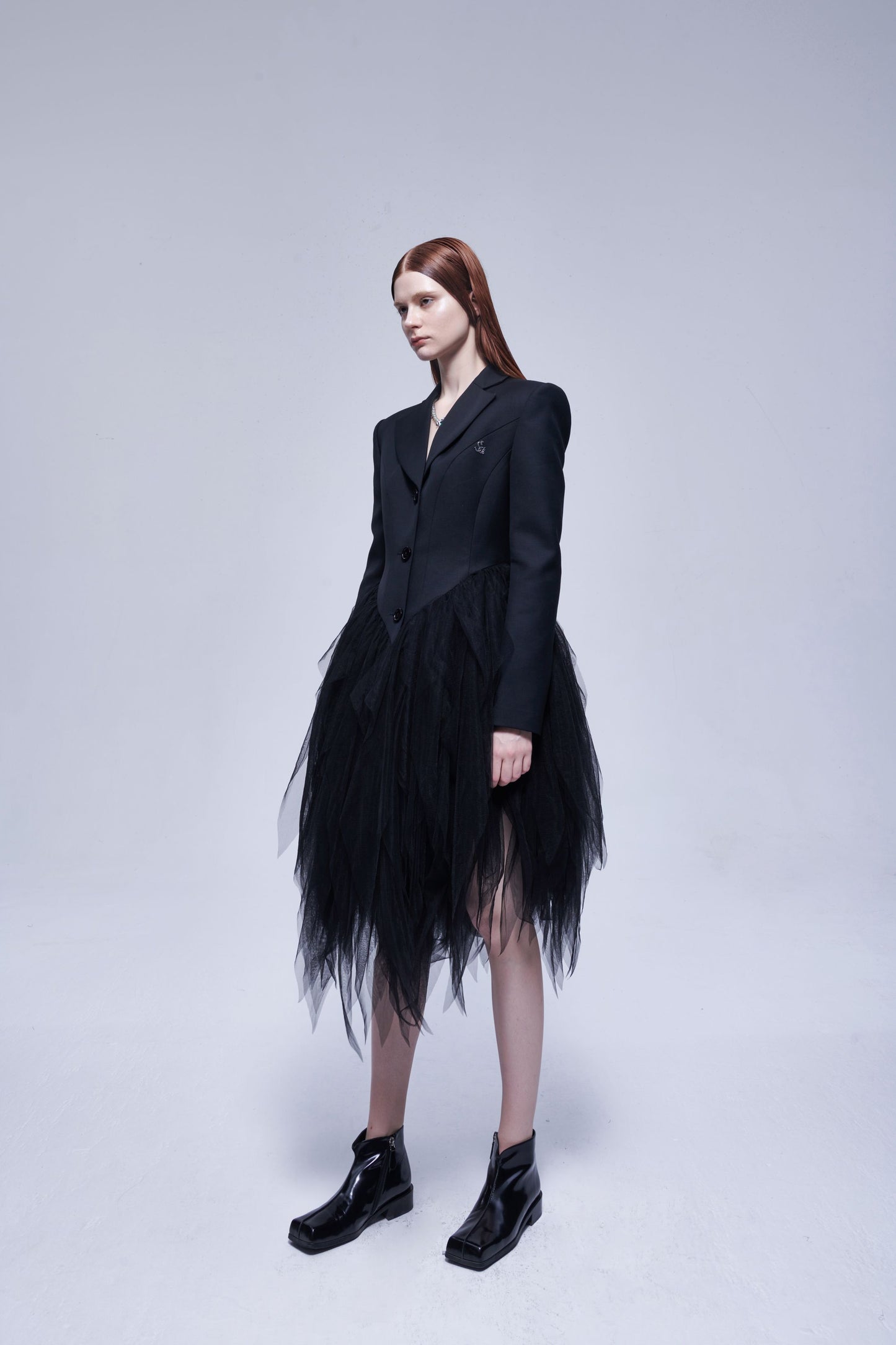 Black Tulle Hem Suit