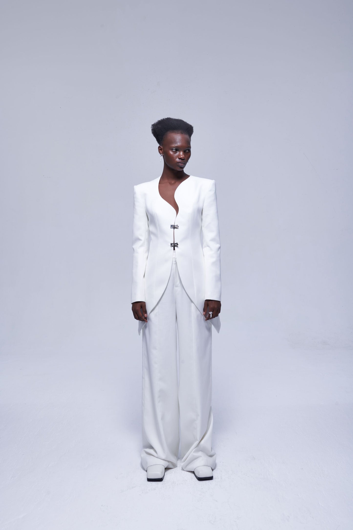 White Irregular Suit Jacket