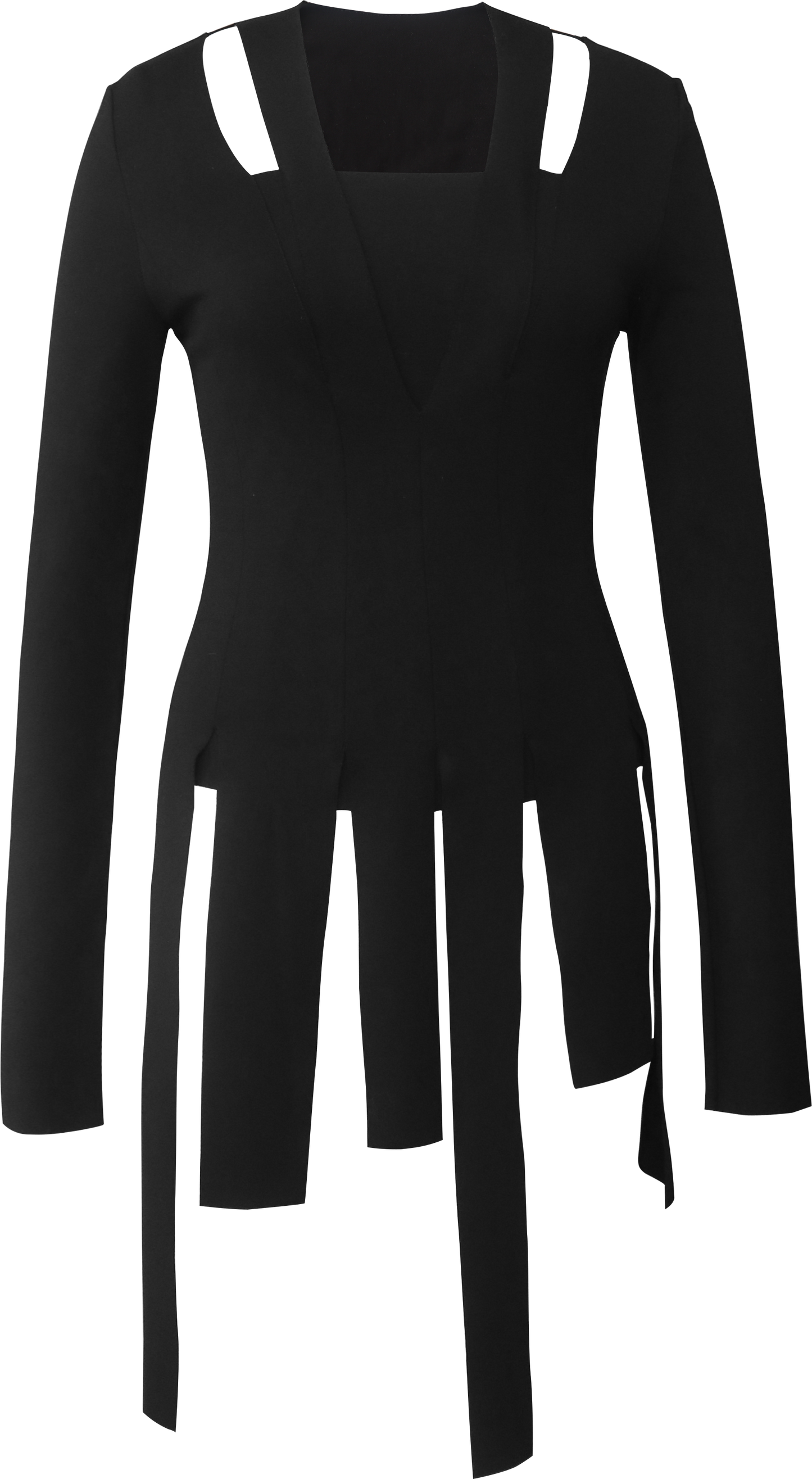 Irregular Black Long-Sleeved Base Shirt