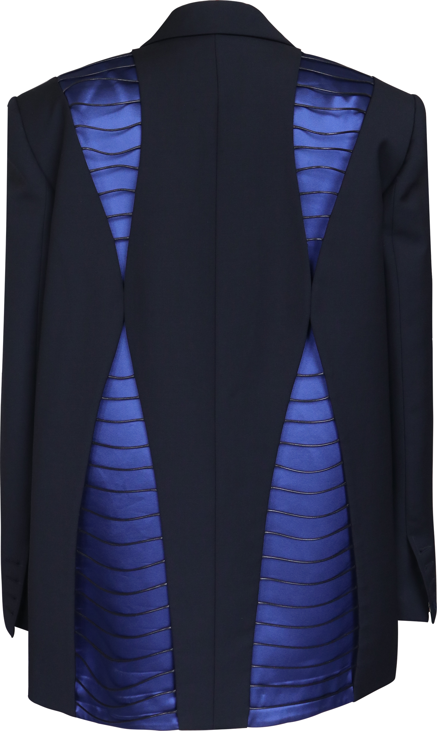Black And Blue Color Block Suit Jacket
