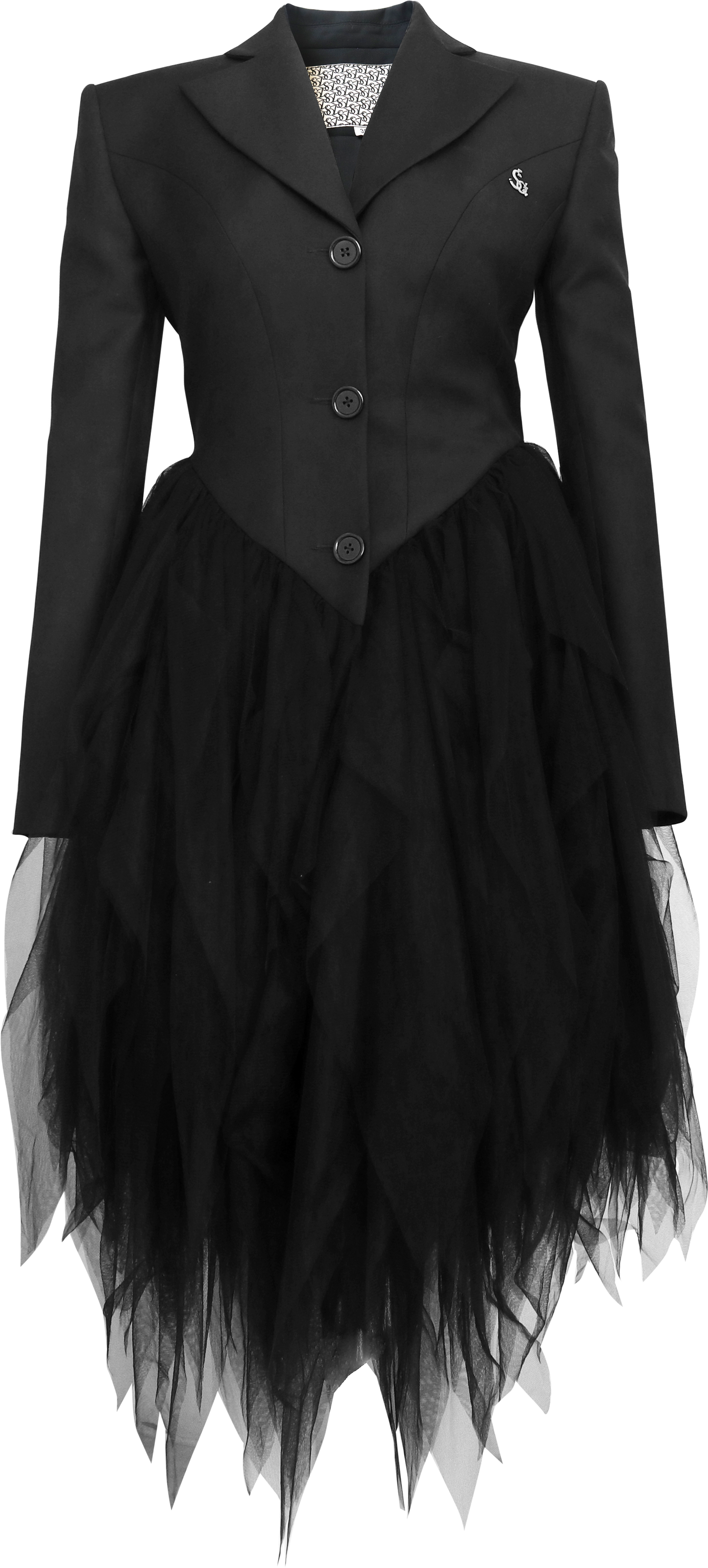 Black Tulle Hem Suit