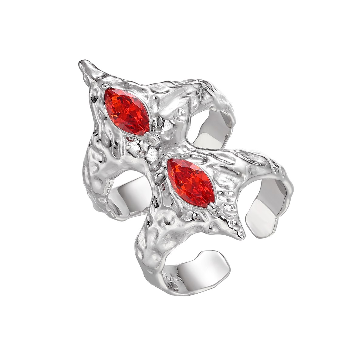 Red Zircon Rib Ring