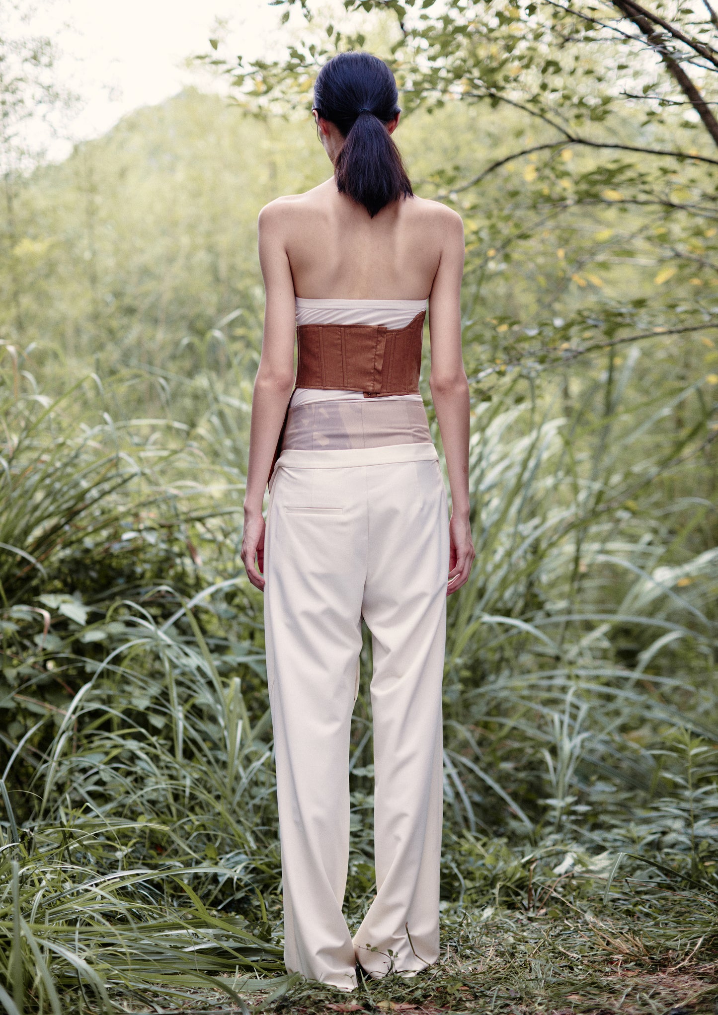 Fake Two-layer Belted Long Pants